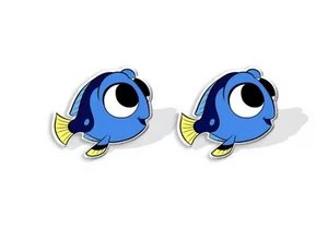 Baby Dory- Regal Blue Tang-Handmade Stud Earrings (approx 0.25 Inches) - Picture 1 of 1