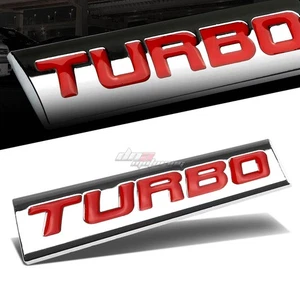 PALO DE ALUMINIO PULIDO CROMO ROJO TEXTO TURBO CALCOMANÍA EMBLEMA ADORNO INSIGNIA LOGOTIPO - Imagen 1 de 3