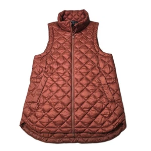 Athleta Quilted Vest Womens Medium Terracotta Brown Sleeveless Zip Mock Neck - Picture 1 of 12