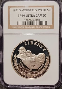 1991 S Mount Rushmore Silver Dollar $1 PF 69 Ultra Cameo, NGC - Picture 1 of 4