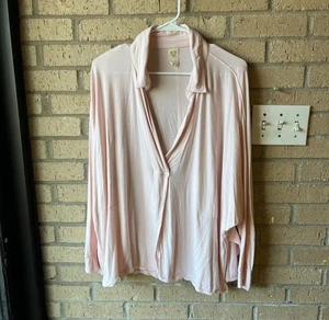 Free People Can't Fool Me Oversized Tee Womens Large Pink Peach Soft Rayon Top - Picture 1 of 5