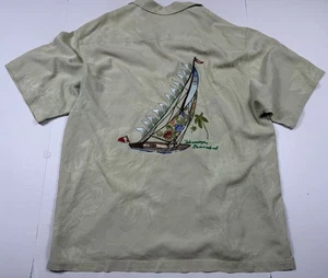 Tommy Bahama grün Blumen bestickt Rücken Seide Hawaiihemd XL - Bild 1 von 6