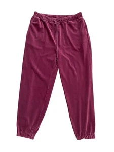 Lucky Brand Damen-Jogginghose burgunderrot gerippt Velours elastischer Kordelzug Größe Large - Bild 1 von 7