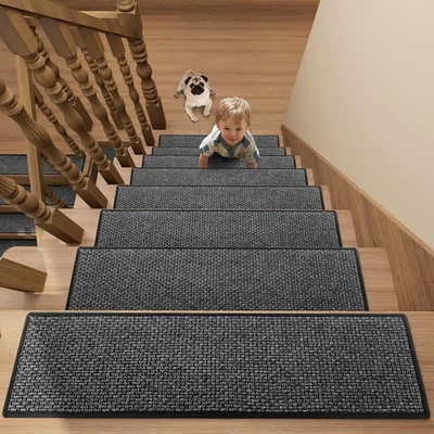 Stair Treads Carpet for Wooden Steps with Non Slip Rubber Backing Rugs 30" * 8" - Image 1 of 4