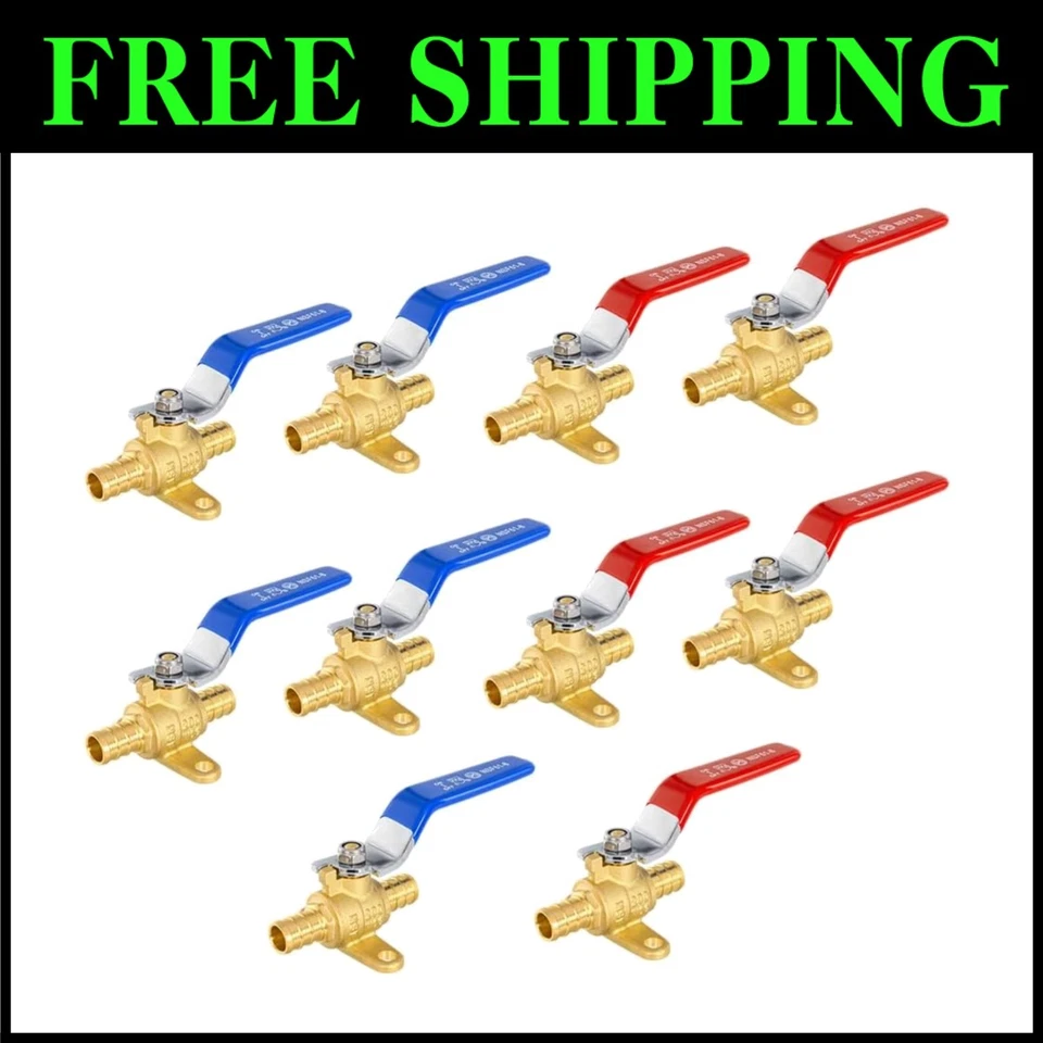 Pex Brass Shut-off Valve, 10-Pack, Red/Blue Levels - Image 1 of 4