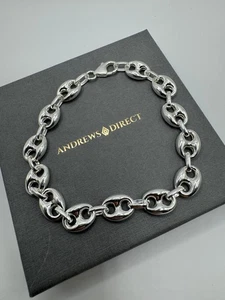 Brazalete de plata de ley Rambo y cadena de eslabones ovalados 8,5 pulgadas / 21,5 cm (6634) - Imagen 1 de 6