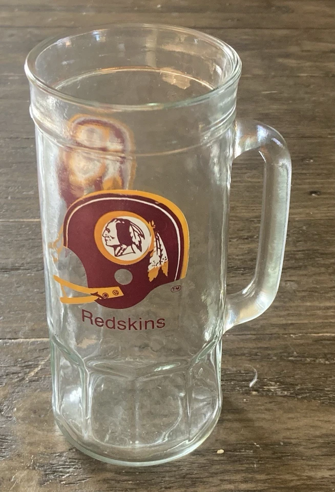 Vintage Washington Redskins NFL 16oz Glass Beer Mug In Excellent Condition! - Image 1 of 2