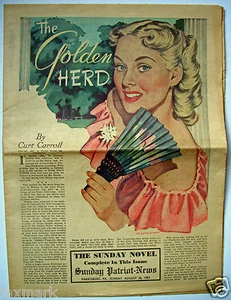"The Golden Herd" by Curt Carroll - Novel in Sunday Patriot-News, Aug. 26, 1951 - Picture 1 of 3