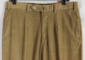 ©¿©¬ EXCELLENT_NWT ISAIA HAND_CRAFTED_COTTON CORDURY_FLAT_FRONT_MOCHA W34 15037 - Picture 1 of 5