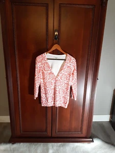 G.H. Bass & Co. Damen Gr. S Strickjacke Pullover 3/4 Arm rosa-weiß geblümt - Bild 1 von 9