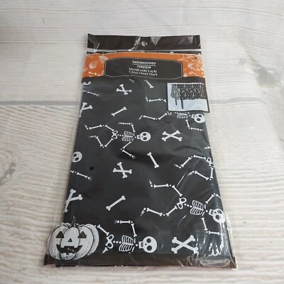 New! Halloween Skeletons Bones Rectangle 54x108 Plastic Tablecloth Party Cover - Image 1 of 4