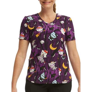 Scrubstar Women's Sanrio Hello Kitty Night Forest Scrub Top Multicolor Size M - Picture 1 of 7