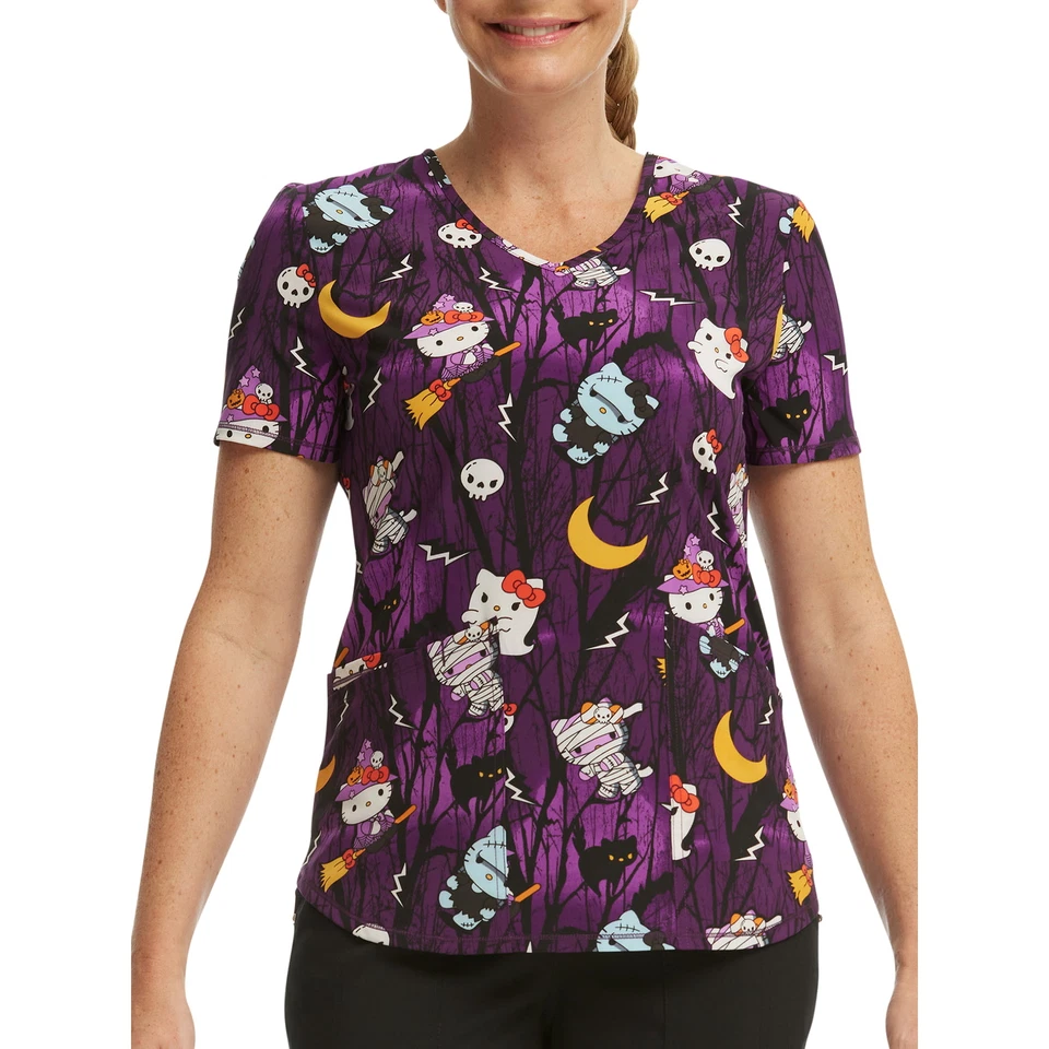 Scrubstar Women's Sanrio Hello Kitty Night Forest Scrub Top Multicolor Size 3XL - Image 1 of 4