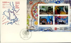 Canada FDC PB#1107b - Exploration of Canada-1 (1986) 4 x 34¢ Souvenir Sheet of 4 - Picture 1 of 1