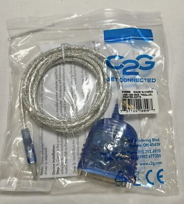 C2G Legrand 16899 USB 1284 DB25 Parallel Printer Adapter Cable 7 57120 16899 7 - Image 1 of 2