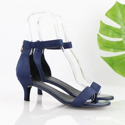 Munro Womens In2Slim Sandal Size 9 Blue Suede Kitten Heel Strappy Dress Shoe - Image 1 of 4