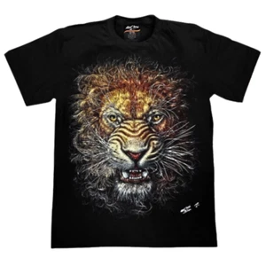 Lion King Head Mens T-Shirt Art Graphic Black Cotton Glow In The Darark New Year - Picture 1 of 8