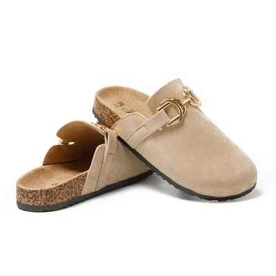 JOMIX Pantoletten Damen Pantoffeln Hausschuhe Clogs Bequeme Kork Fußbett Outdoor