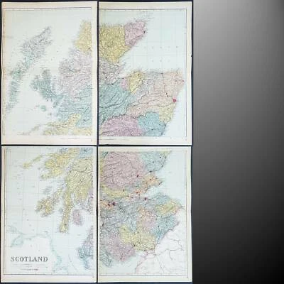 1880 Ordnance Survey Large 4 Sheet antique Lithograph Map of Scotland - Image 1 of 2
