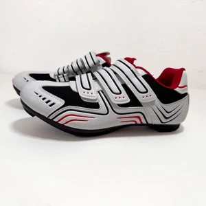 Cycling Shoes Road Bike Breathable White Black Red Hook Loop Straps - Picture 1 of 6