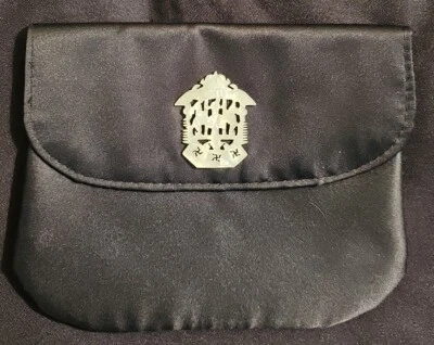 Vintage Small Black Silk Fold-over Clutch Handbag Carved Jade - Image 1 of 4