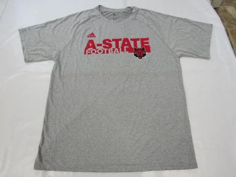 New Arkansas State Red Wolves Football Mens Size L Climalite Adidas Gray Shirt Cover