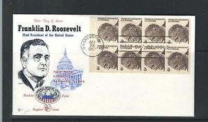 USA SC # 1284b Franklin D . Roosevelt Booklet pane of 8 , FDC. Cachet Craft - Picture 1 of 1