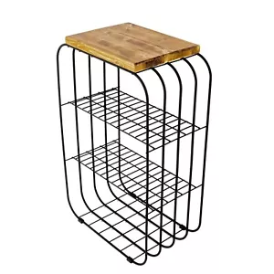 Shelving unit rack, wooden shelf storage stand, industrial modern style - Picture 1 of 13