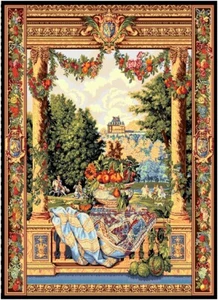 Verdure Aux Versailles Large Tapestry Wall Hanging Floral Arc View Castle 76x54" - Picture 1 of 10