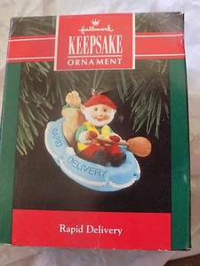 Hallmark Ornament 1992 Rapid Delivery - Elf With Gifts - #QX5094 MIB - Picture 1 of 1