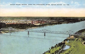 Postal LA: Puente Baton Rouge, Baton Rouge, Louisiana, lino años 40 - Imagen 1 de 2