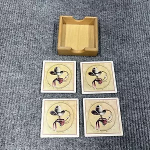 Vintage 90’s Cowboy 4 Absorbent Coaster Set Western Style Hat Rope Cowboy Holder - Picture 1 of 10