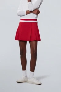 Tuckernuck Speedy High Waist Tennis Skirt Sz L Red Athleisure Preppy Patriotic - Picture 1 of 4