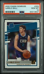 2020 PANINI DONRUSS #202 LaMELO BALL PSA 10 GEM MINT RATED ROOKIE - Picture 1 of 2