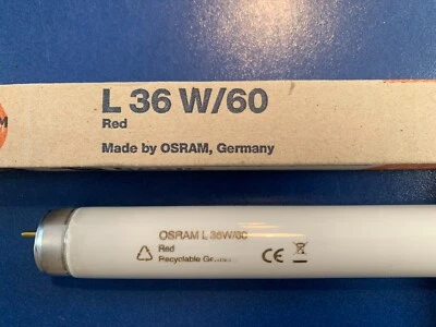 OSRAM Fluorescent Lamp T8 36W / 60 Red 1200Mm X 26Mm Fluorescent Tube Neon RED - Image 1 of 3