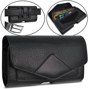 Dual Cell Phone Belt Clip Leather Holster Carrying Pouch Cover Case w/ Otterbox - Picture 1 of 7
