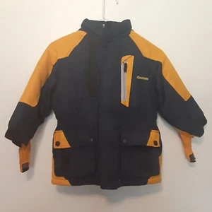 Oshkosh Youth Hooded Jacket Full Zip Coat Navy Yellow Size 5 Cold Weather - Picture 1 of 8