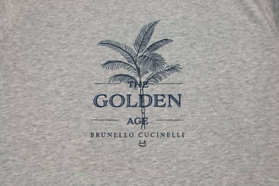 NUEVO CON ETIQUETAS Brunello Cucinelli Hombres 100% Cuello Redondo Camiseta con Logo Gráfico Acentos Talla M A248 Foto 1 de 4