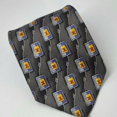 Robert Talbott Studio Silk Tie Gray Blue Gold Geometric Men Necktie 57 x 4 - Image 1 of 4