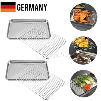 XL + XXL Backblech mit Auskühlgitter, Edelstahl Rechteckige Backform Ofenblech - Bild 1 von 4