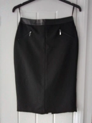 F&F Ladies Womans Size 10 Black Skirt With Faux Leather Trim NWOT. Tesco.  - Image 1 of 4