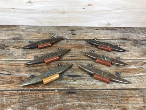 Set of 6 Vtg Victorian Brass Butterscotch Bakelite Drawer Cabinet Pulls Handles Cover