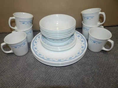 Corelle by Corning MORNING BLUE Lot of 24 Pieces Vintage Set - Image 1 of 4