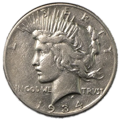 1934-S San Francisco Peace Silver Dollar $1 Very Fine VF - Image 1 of 2