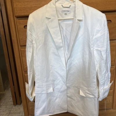 Calvin Klein Women's Open-Front White Linnen Blazer Size 20W, NWT - Image 1 of 4