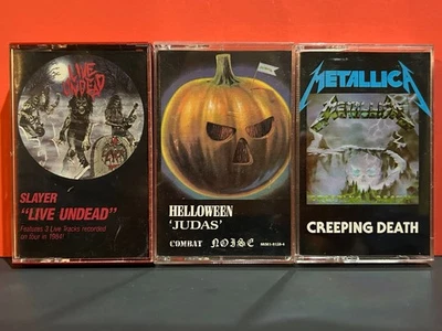 3x METAL Cassette Tapes - METALLICA SLAYER HELLOWEEN CREEPING DEATH UNDEAD JUDAS Foto 1 de 4