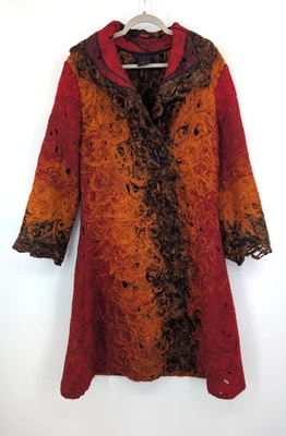 Abrigo largo Candiss Cole Art-To-wear para mujer mediano lana alpaca EE. UU. llamativo Foto 1 de 4