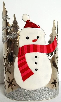 Bath & Body Works Enamel SNOWMAN Silver Metal Hand Soap Holder, NEW - Image 1 of 4