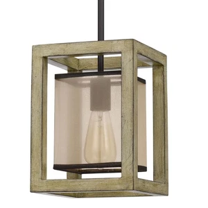 Cal Lighting FX-3781-1P Palencia 8"W Wood Mini Pendant - Black - Picture 1 of 4