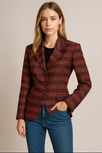 Vintage Christian Dior Abstract Pattern Blazer Size 4 – Rare 90s Fall Colors Mid - Picture 1 of 18